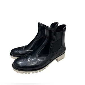 Men’s DAV Leeds Brogue Black & White Patent Leather Ankle Chunky Boots: 40/7-7.5